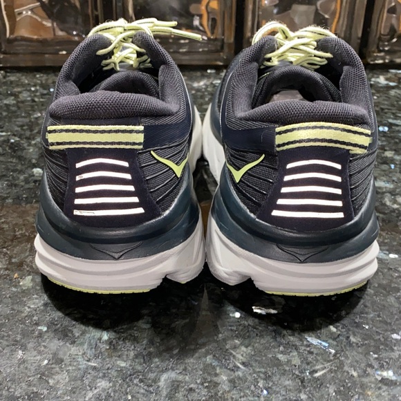 Hoka One One Bondi 7 Athletic Shoes Navy Blue White & Yellow Highlights Size 12 - Picture 9 of 12
